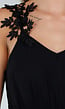 Zwarte Mousseline Maxi Jurk met Kantdetail en Tailleband