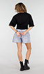 Zwarte Oversized Top met Halflange Mouwen en Ronde Hals