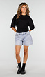 Zwarte Oversized Top met Halflange Mouwen en Ronde Hals