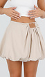 Beige Ballon Skort met Hoge Taille