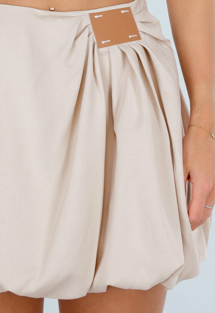 Beige Ballon Skort met Hoge Taille