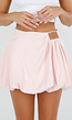 Roze Ballon Skort met Hoge Taille