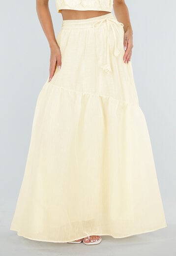 Gele Maxi Rok met Strikceintuur