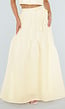 Gele Maxi Rok met Strikceintuur en Elastische Taille