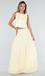 Gele Maxi Rok met Strikceintuur en Elastische Taille