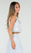 Lichtblauwe Bloemen Crop Top met Mouwloos Model