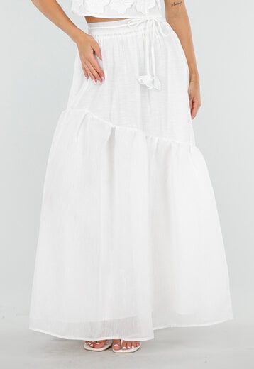 Witte Maxi Rok met Strikceintuur