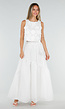 Witte Bloemen Crop Top met Mouwloos Model