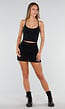 Zwarte Crop Top met Pads en Spaghettibandjes