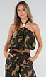 Camouflage Halter Top met Ringdetail en Open Rug