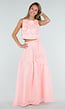 Roze Bloemen Crop Top met Mouwloos Model