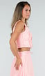 Roze Bloemen Crop Top met Mouwloos Model