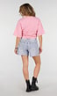 Roze Oversized T-Shirt met Halflange Mouwen en Geplooid Detail