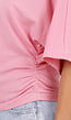 Roze Oversized T-Shirt met Halflange Mouwen en Geplooid Detail