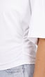 Wit Oversized T-Shirt met Halflange Mouwen en Geplooid Detail