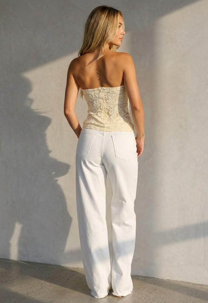 Gele Kanten Bandeau Top  met Stretch