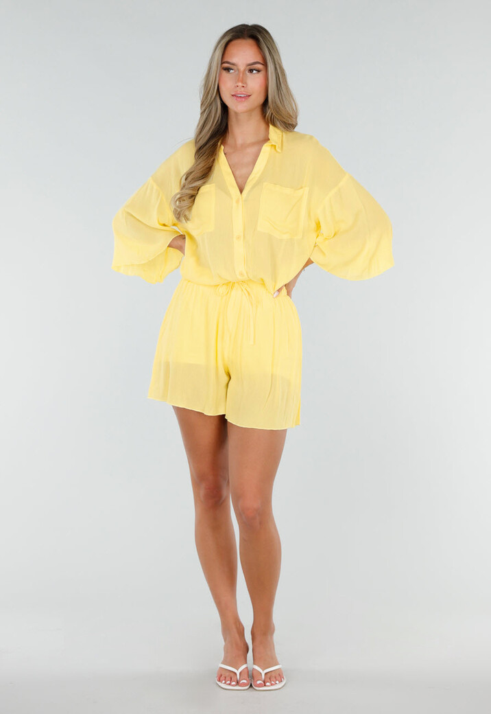 Butter Yellow Blouse met Short en Ondershort Set