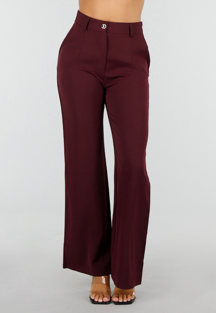Bordeaux Wide Leg Broek met High Waist