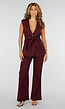 Bordeaux Wide Leg Broek met High Waist