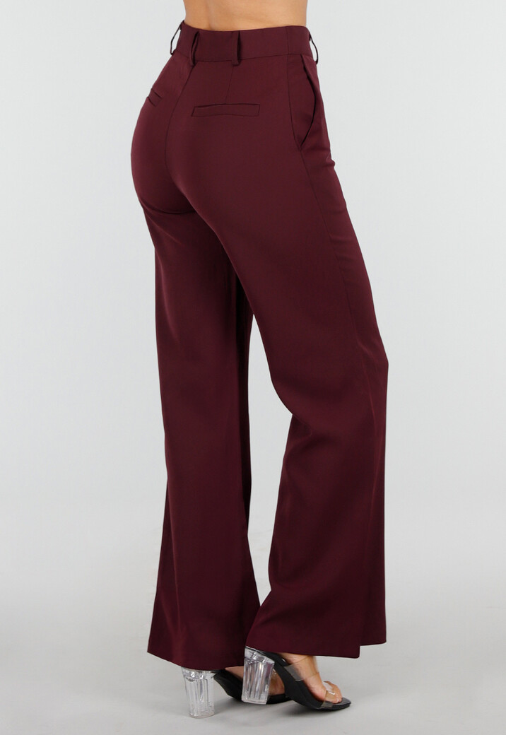 Bordeaux Wide Leg Broek met High Waist