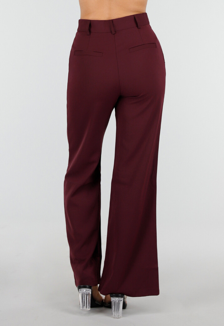 Bordeaux Wide Leg Broek met High Waist