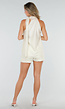 Beige Halter Top met Kant en Sjaalkraag