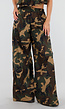 Wide Leg Broek met Camouflageprint en Elastische Taille