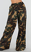 Wide Leg Broek met Camouflageprint en Elastische Taille