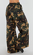 Wide Leg Broek met Camouflageprint en Elastische Taille