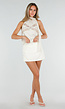 Beige Skort met Hoge Taille en Blinde Ritssluiting