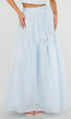 NEW150726 Lichtblauwe Maxi Rok met Strikceintuur