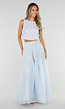 Lichtblauwe Maxi Rok met Strikceintuur en Volant