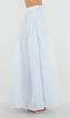 Lichtblauwe Maxi Rok met Strikceintuur en Volant
