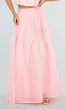 Lichtroze Maxi Rok met Strikceintuur en Volant