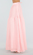 Lichtroze Maxi Rok met Strikceintuur en Volant