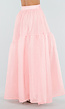 Lichtroze Maxi Rok met Strikceintuur en Volant