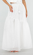 Witte Maxi Rok met Strikceintuur en Volant