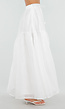 Witte Maxi Rok met Strikceintuur en Volant