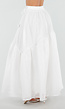 Witte Maxi Rok met Strikceintuur en Volant