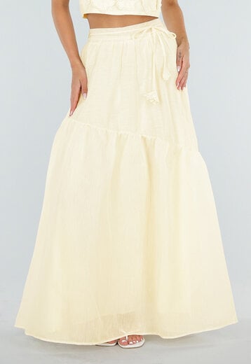 Gele Maxi Rok met Strikceintuur