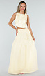 Gele Maxi Rok met Strikceintuur en Elastische Taille