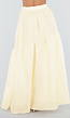 Gele Maxi Rok met Strikceintuur en Elastische Taille