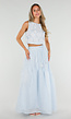 Lichtblauwe Bloemen Crop Top met Mouwloos Model
