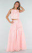 Roze Bloemen Crop Top met Mouwloos Model