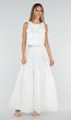 Witte Bloemen Crop Top met Mouwloos Model