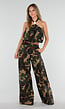 Camouflage Halter Top met Ringdetail en Open Rug