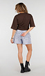Bruin Oversized T-Shirt met Halflange Mouwen en Geplooid Detail