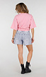 Roze Oversized T-Shirt met Halflange Mouwen en Geplooid Detail