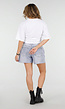 Wit Oversized T-Shirt met Halflange Mouwen en Geplooid Detail