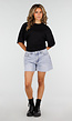 Zwarte Oversized Top met Halflange Mouwen en Ronde Hals